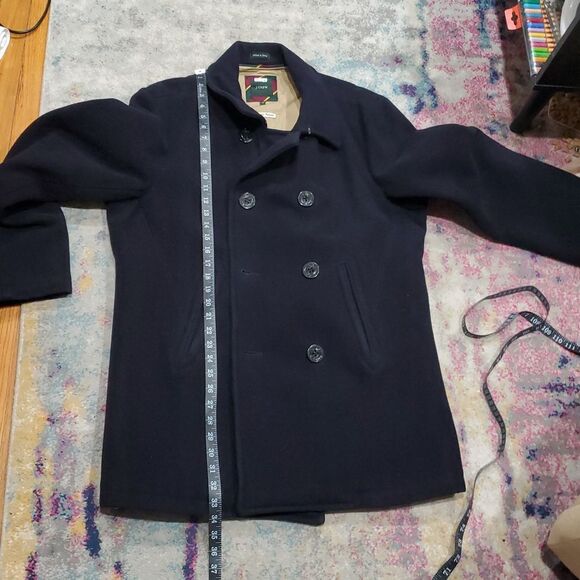 J. Crew Baywater Peacoat Wool Stadium Cloth in Black Size LT or Large Tall - Picture 13 of 16